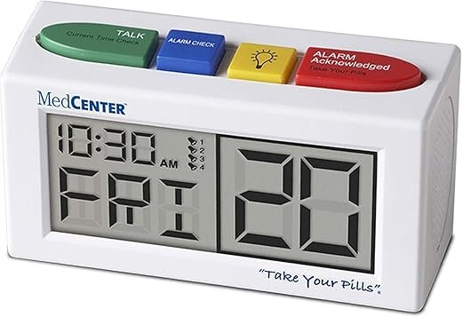 Talking Alarm Clock, Medication Pill Reminder Clock, Talking Alarm Clock for Dementia, Hearing, Visually impaired Seniors-Digital Clock Ex Large White - Gift for Mom, Dad, Elderly, Seniors