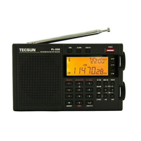 Tecsun PL-330 Battery Alarm Clock Portable Shortwave Radios, Black