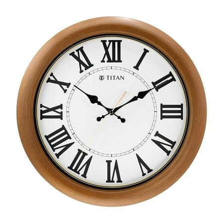 Titan Plastic Classic Wall Clock with Roman Numerals ( 42.0 cm x 42.0 cm x 5.5 cm , Brown )