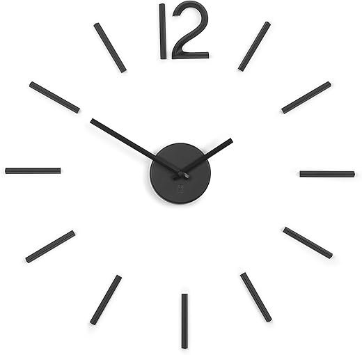 Umbra 1005400-040 Blink Wall Clock Black - Easy to Paste Wall Sticker Numbers, Frameless Large Decorative Wall Clock, Simple Indicators, Minimalist, Black,39.25 Inch L x 39.25 Inch W x 1.38 Inch H