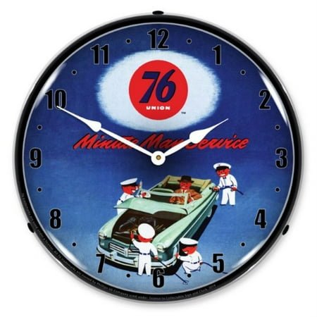 Union 76 Minute Man Service LED Wall Clock, Retro/Vintage, Lighted, 14 inch