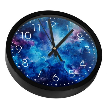 Universe Space Galaxy Nebula Starry Silent Wall Clock, Non Ticking Battery Operated 9.8 Inch Wall Clocks for Bedroom Kitchen Home Office School Art Decor