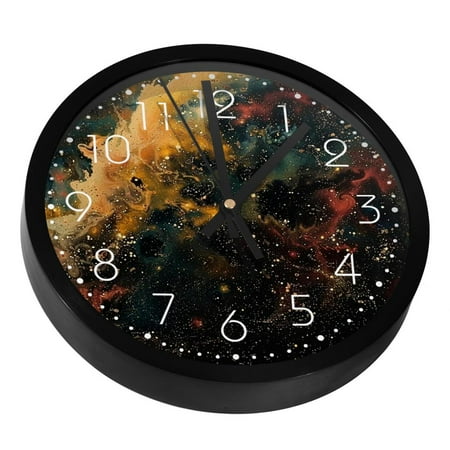 Universe Space Galaxy Nebula Starry Silent Wall Clock, Non Ticking Battery Operated 9.8 Inch Wall Clocks for Bedroom Kitchen Home Office School Art Decor