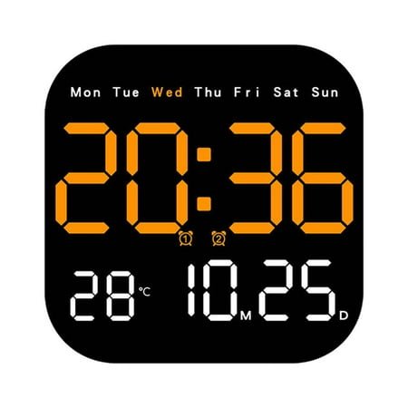 UOYOTT Square LED Large Digital Wall Clock Remote Control Date-Week-Display