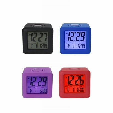 Uqiangy Digital Alarm Clock Silicone Clock LCD Digital Clock Anti Slip Student Small Alarm Clock With Night Light Small Square Clock Large Digital Seat Clock