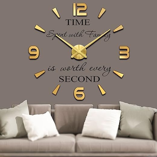 VANGOLD Wall Clock 26"~39",Super Long Warranty 90 Days, Free Replacement Quality Problems;Noble Stylish Oversized Numeral Modern Home for Living Room,Kitchen,Farmhouse,Fireplace(Mirror Gold)