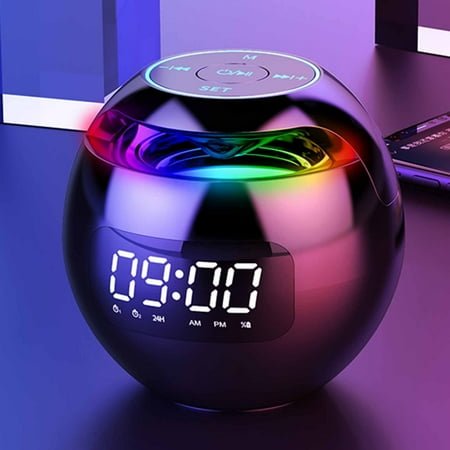 vankin Wireless Bluetooth Speaker with LED Display, FM Radio, Alarm Clock and Hi-Fi Stereo Sound, Colorful Subwoofer and Long Battery Life Clearance