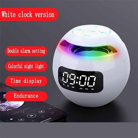 vankin Wireless Bluetooth Speaker with LED Display, FM Radio, Alarm Clock and Hi-Fi Stereo Sound, Colorful Subwoofer and Long Battery Life Clearance