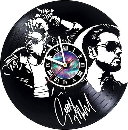 Vinyl Wall Clock Compatible with George Michael Vinyl Record - Best for Boss Dad Mom Boy Girl Home Decoration Room Inspirational, Silent Wall Art (3) (4)