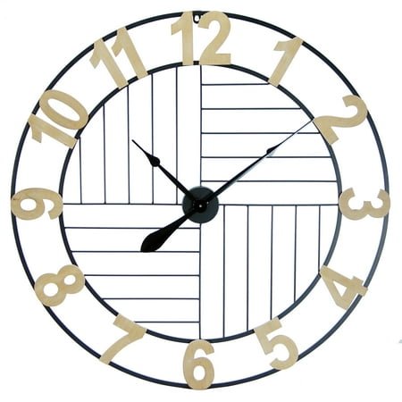 VIP Metal 31 in. Black Geometric Wall Clock