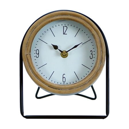 VIP Wood 7.68 in. White Floating Style Table Clock