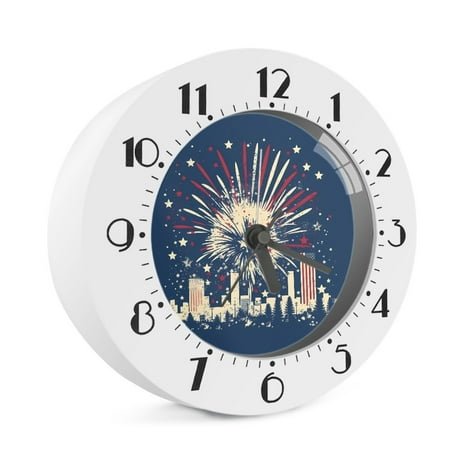 Vodetik Store American Flag Digital Alarm Clock Battery Operated Silent Non Ticking Clock for Bedrooms