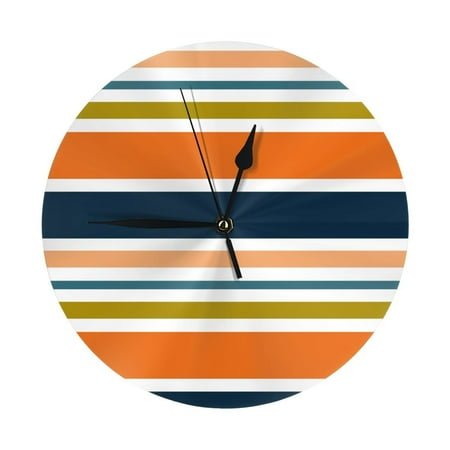 Wall Clock - Colorful Pastel Stripes 9.8 Inch Silent Non Ticking Modern Round Wall Clocks Battery Operated Classic Clock for Bedroom, Living Room, Office, Home, Kitchen, Bathroom