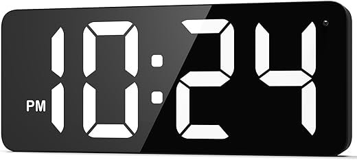 Wall Clock - LED Digital Wall Clock with Large Display, Big Digits, Auto-Dimming, Anti-Reflective Surface, 12/24Hr Format, Small Silent Wall Clock for Living Room, Bedroom, Farmhouse, Kitchen, Office