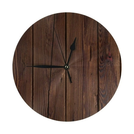 Wall Clock - Vintage Wood 9.8 Inch Silent Non Ticking Modern Round Wall Clocks Battery Operated Classic Clock for Bedroom, Living Room, Office, Home, Kitchen, Bathroom