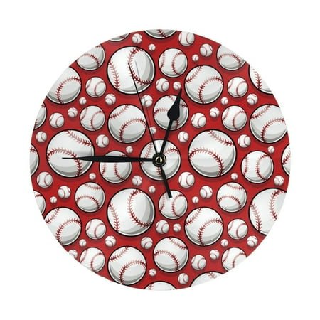 Wall Clock Cute Baseball B Wall Clocks Battery Operated, Modern Wall Clock for Bedroom, Classroom, Living Room, Office, Home Decor