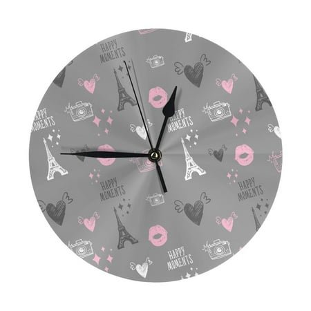 Wall Clock Eiffel Tower Vibrant Wall Clocks Battery Operated, Modern Wall Clock for Bedroom, Classroom, Living Room, Office, Home Decor