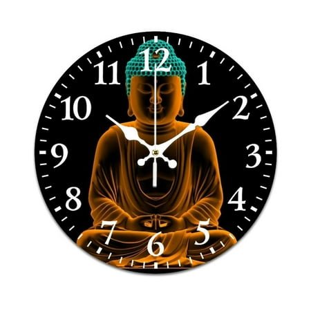 Wall Clock Mute Not Tick-Buddha Pattern Funny Living Room and Kitchen Wall Clock, Battery Powered, Suitable for Home/Office/Classroom/School