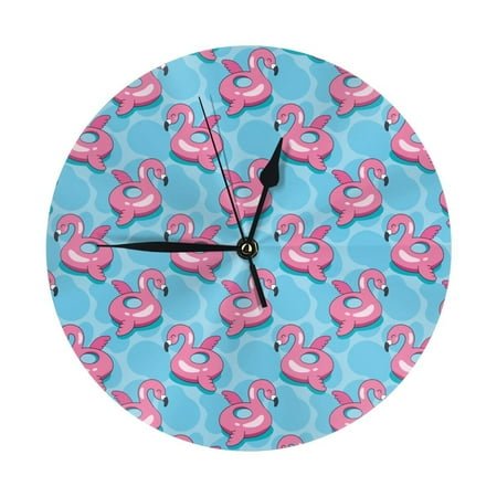 Wall Clock PinkInflatable bird circle Wall Clocks Battery Operated, Modern Wall Clock for Bedroom, Classroom, Living Room, Office, Home Decor