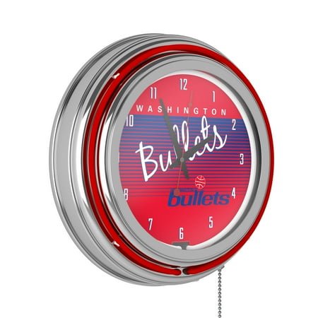 Washington Bullets Hardwood Classics Retro Neon Analog Wall Clock with Pull Chain