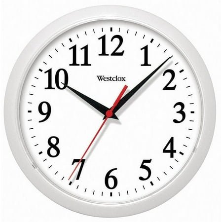 Westclox 461761 Plastic Round Wall Clock, 10, White, Each