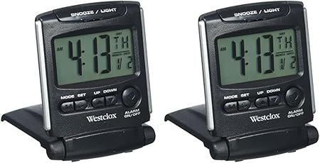 Westclox 72028 Travel Alarm Clock, Bluelight LCD (Pack of 2)