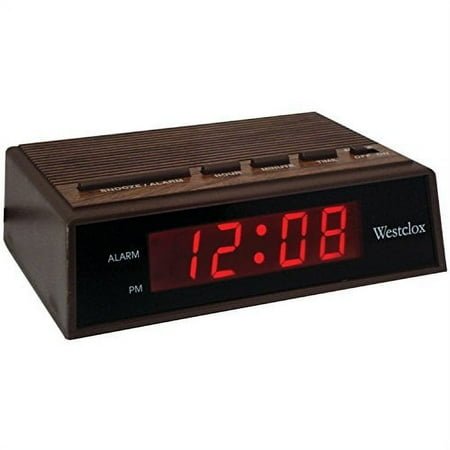 Westclox Digital LED Tabletop Retro Alarm Clock, Woodgrain Finish