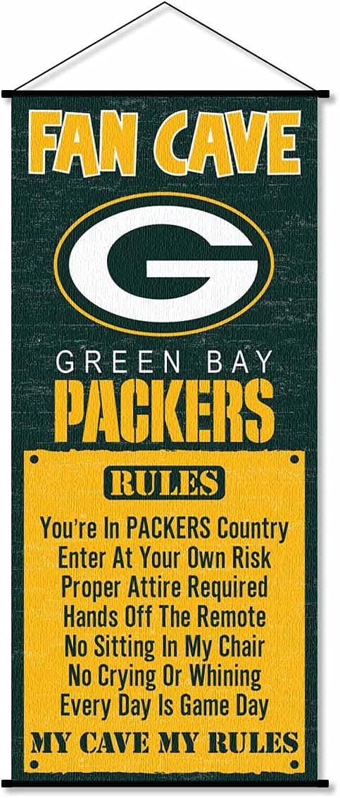 WinCraft Green Bay Packers Man Cave Fan Banner Wall Door Scroll