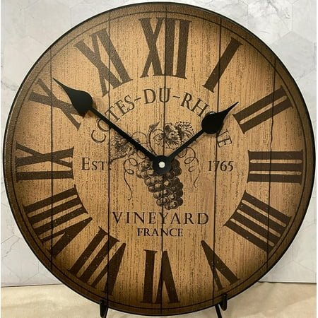 Wine Barrel Lid Wall Clock | Ultra Quiet Quartz Mechanism | Hand Made in USA Beautiful Crisp Lasting Color | Comes in 8 Sizes | 12-Inch