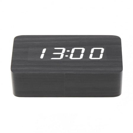 Wood Alarm Clock Voice Control Time Date Temperature Digital Bamboo Rectangle Table Desktop Clocks Wood Alarm Clock