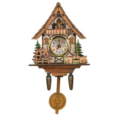 Wooden Pendulum Wall Clock with Cuckoo Bird