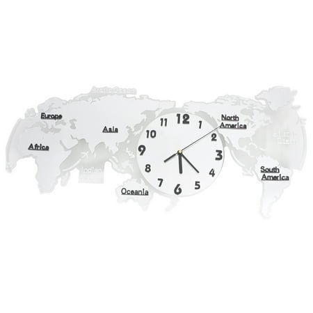 World Time Wall Clock World Map Home Decorative Silent Clock Art Decoration