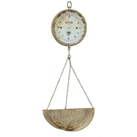 Woven Paths 16.25 x 8 x 42 Hanging Produce Scale Wall Clock in Distressed White