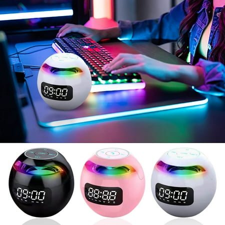 XGFHYJEH Alarm Clock Radio, Digital clocks, Atomic Clocks, Alarm Clock with Usb Charge Port, Small Smart Bedside Tabletop Clock with Large LED Display & Wireless Bluetooth Speaker