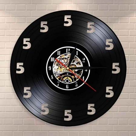 YanGxx It's Always Five O'Clock Somewhere Wine O'Clock Only 5 Wall Watch Made Of Real Vinyl Record Wall Clock Wine Lover Man Cave Gift