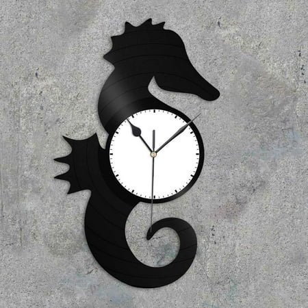 YanGxx SeaHorse Vinyl Wall Clock Record Decorative Unique Gift Men Women Bedroom Decor Vintage Design Office Bar Room Home Decor