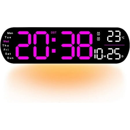 YEHOOM Clock,Multi Functional LED Display Clock,Upgraded Digital Wall Clock Large Display 9 Inches,Clocks with Day and Date,Digital Clock with Date and Day of Week