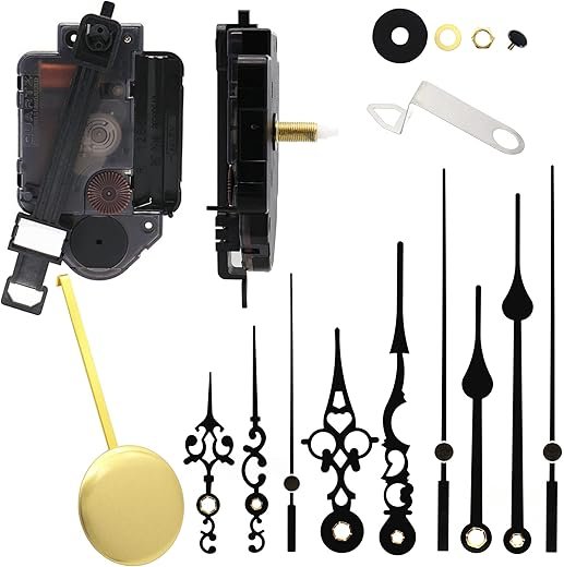 YOUNGTOWN 12888 Quartz Pendulum Clock Movement DIY Movement Kits with 2 Pairs Hands and Pendulum Total Shaft Length is 23.5mm (59/64 Inch)