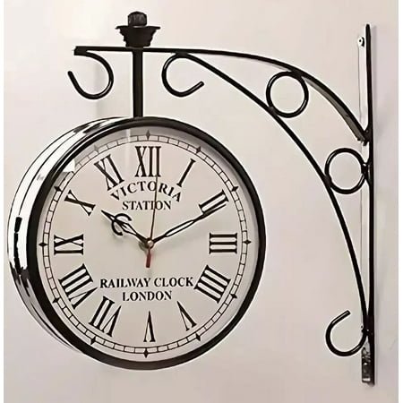 10 Vintage Railway Station Clock Victoria Double Sided Station Clock Nautical Railway Wall Clock Home Decorative Wall Clock