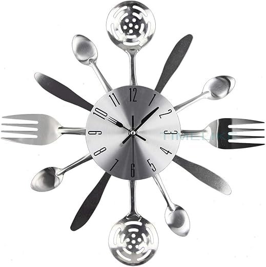 14" Kitchen Cutlery Wall Clock with Spoons Forks and Knife 3D Modern Wall Clock for Home Decor and Nice Gifts