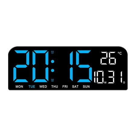 1*Digital Wall Clock Led Alarm Temperature Humidity Large Display Night Mode New C8V8