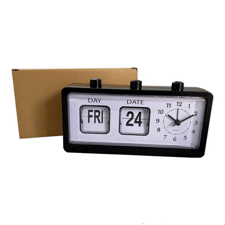 2024 TOP! Mechanical Alarm Clock Novelty Flip Desktop Digital with Calendar Home Decor Retro Decor,White