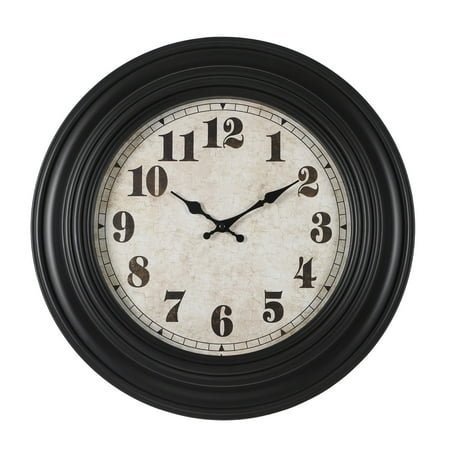 20 Retro Wall Clock, Silent Non Ticking Battery Operated Movement, Black