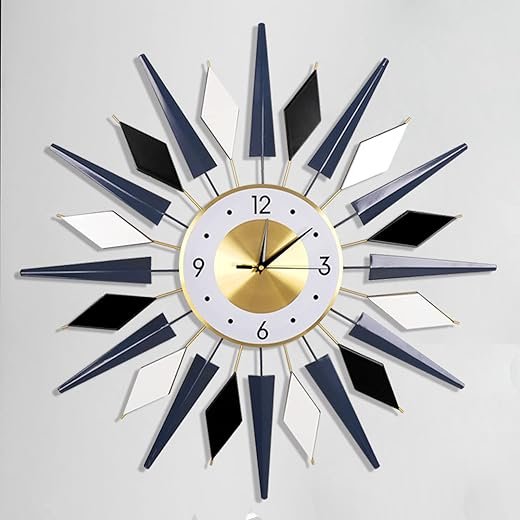 28 Inch Modern Metal Unique Design Large Silent Wall Clocks Battery Operated Non Ticking, Wall Clock for Living Room Kitchen Office Decor