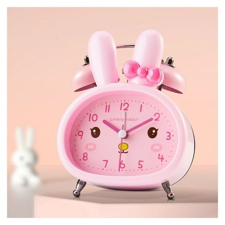 3.5 Inches Twin Bell Loud Alarm Clock for Kids, Backlight, Battery Operated Alarm Clock for Bedrooms, Rabbit