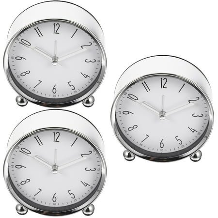 3 Pack Round Alarm Clock Desk Adults Bedroom Clocks Toddler Silent Travel Child