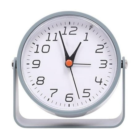 4.25 Inch Small Analog Alarm Clocks with Light, Desk Clock Table Clock Operated by Battery, Grey, Stylish Alarm Clock for Desk, Table, and Office Spaces