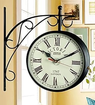 8 Vintage Railway Station Clock Double Sided Clock Nautical Railway Wall Clock Home Decorative Wall Clock Victoria Station Hanging Wall Clock Gift