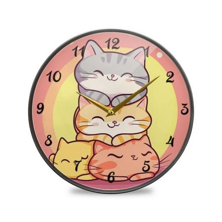 Acrylic Wall Clock, Fashion Decorative Dual Purpose Clock Four Cats