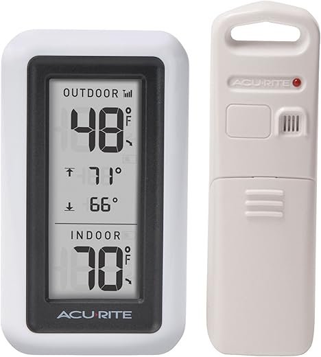 AcuRite Digital Thermometer with Indoor, Outdoor Temperature and Daily High and Lows (00424CA), White